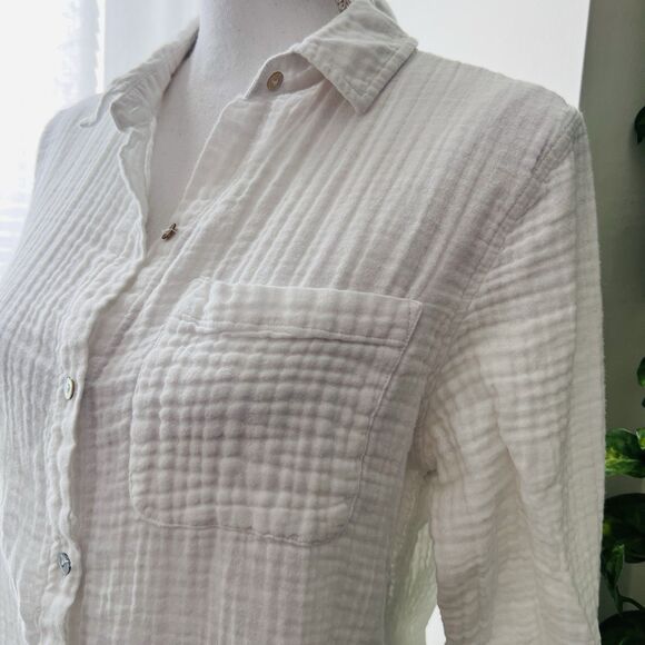 Rails White 100% Indian Cotton Gauze Blouse Relaxed Fit Earthy Boho Vegan - Med - Picture 6 of 10
